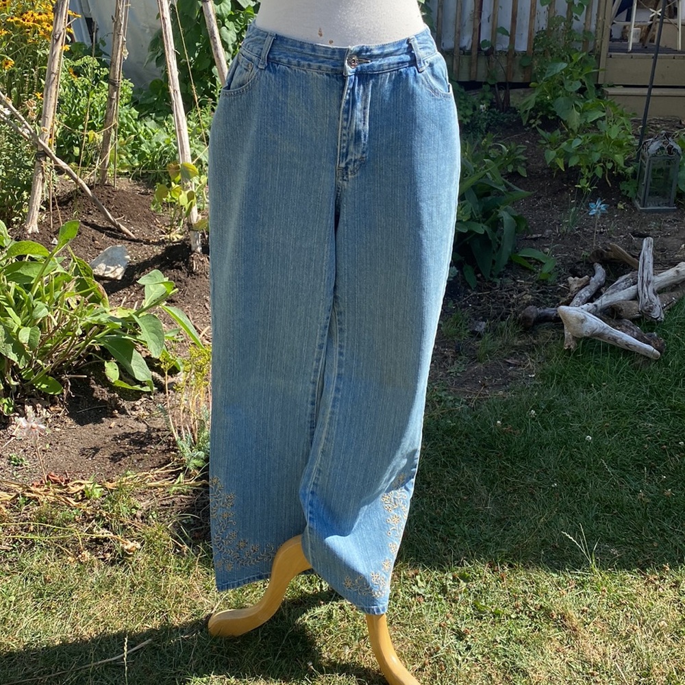 253- 1990'S UR Amazing❤️ Vintage Couple Embroidered Jeans & Knit Poncho Bundle - Picture 10 of 16